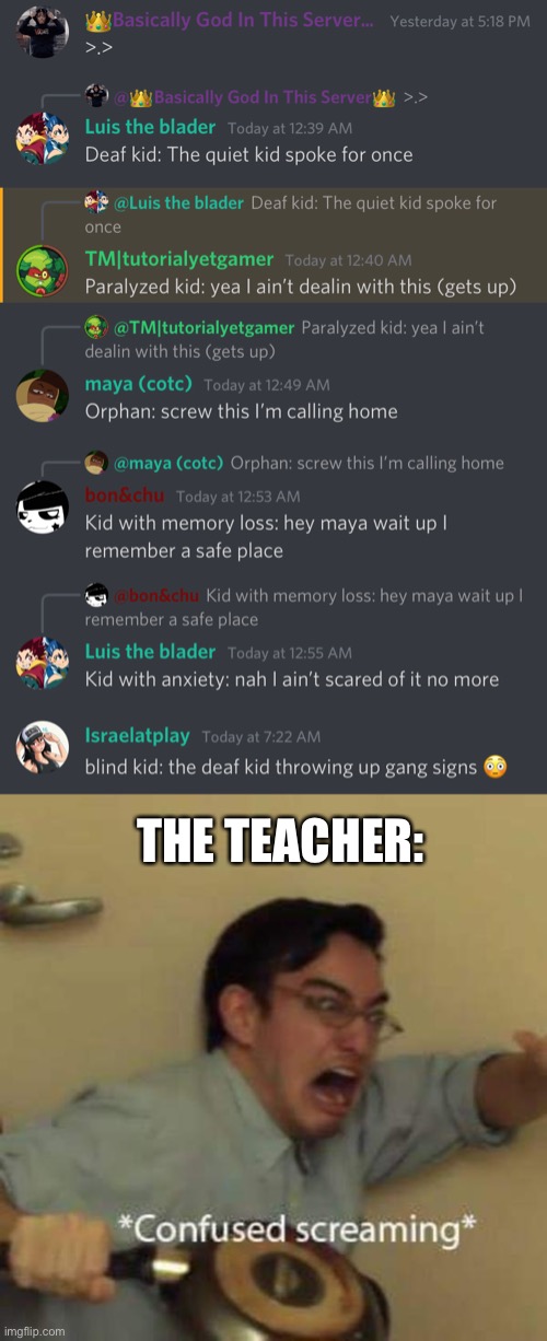 It always starts with that one user that doesn’t chat in the server | THE TEACHER: | image tagged in discord,funny meme,quiet kid | made w/ Imgflip meme maker