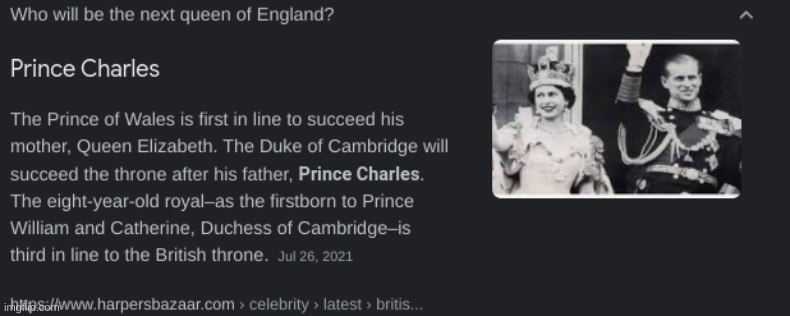 So the next queen will be a prince??? | image tagged in queen elizabeth,queen,prince | made w/ Imgflip meme maker
