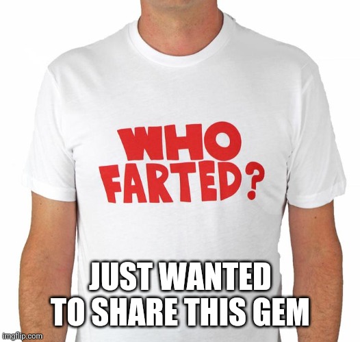 Who farted | JUST WANTED TO SHARE THIS GEM | image tagged in who farted | made w/ Imgflip meme maker
