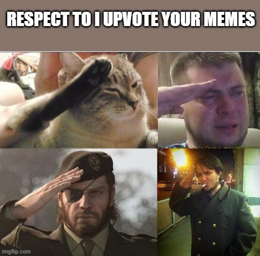 Ozon's Salute | RESPECT TO I UPVOTE YOUR MEMES | image tagged in ozon's salute | made w/ Imgflip meme maker