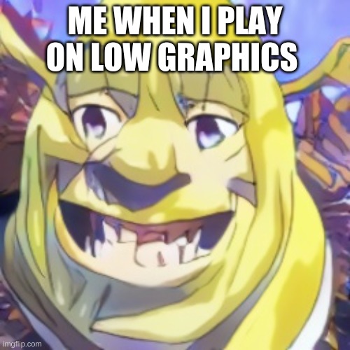 Shrek Moment | ME WHEN I PLAY ON LOW GRAPHICS | image tagged in funny | made w/ Imgflip meme maker