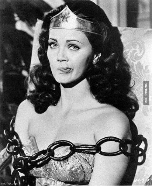 Wonder Woman Tied Up | image tagged in wonder woman tied up | made w/ Imgflip meme maker