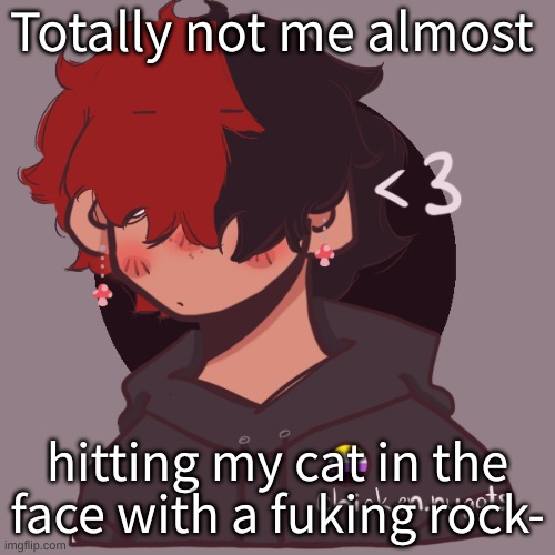Shit while i was typing this i dropped it on my keyboard | Totally not me almost; hitting my cat in the face with a fuking rock- | image tagged in i dont have a picrew problem you have a picrew problem | made w/ Imgflip meme maker