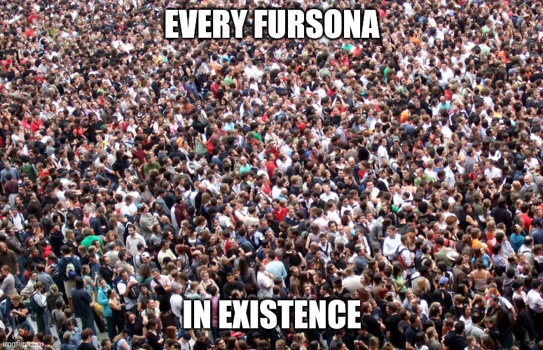 crowd of people | EVERY FURSONA IN EXISTENCE | image tagged in crowd of people | made w/ Imgflip meme maker
