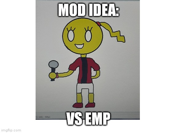 Her name is not E.M.P. (electromagnetic pulse) It's Emp. She is an electric entity, and her poses are her color changing to the  | MOD IDEA:; VS EMP | image tagged in drawings | made w/ Imgflip meme maker