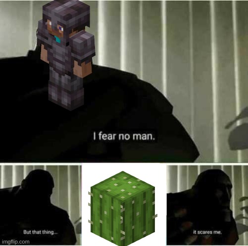 minecraft be like | image tagged in i fear no man | made w/ Imgflip meme maker