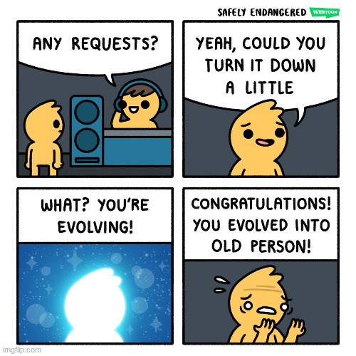 oh no! anyway | image tagged in comics/cartoons,old person,evolve | made w/ Imgflip meme maker
