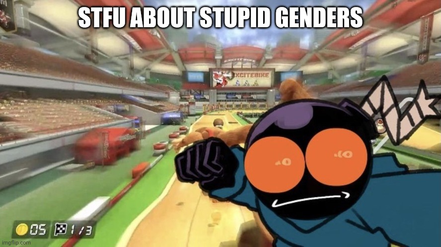 Whitty punch | STFU ABOUT STUPID GENDERS | image tagged in whitty punch | made w/ Imgflip meme maker