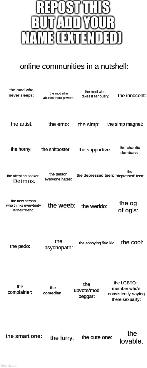 that one person online | Deimos. | image tagged in that one person online | made w/ Imgflip meme maker
