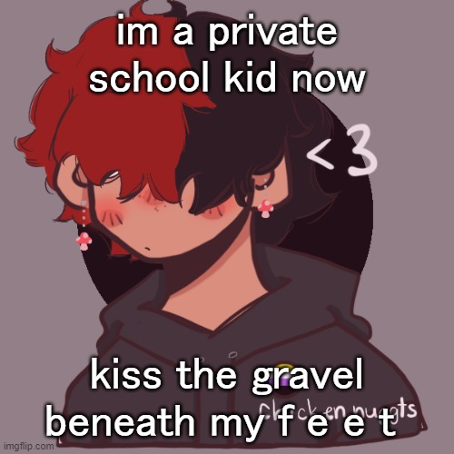 /j | im a private school kid now; kiss the gravel beneath my f e e t | image tagged in i dont have a picrew problem you have a picrew problem | made w/ Imgflip meme maker
