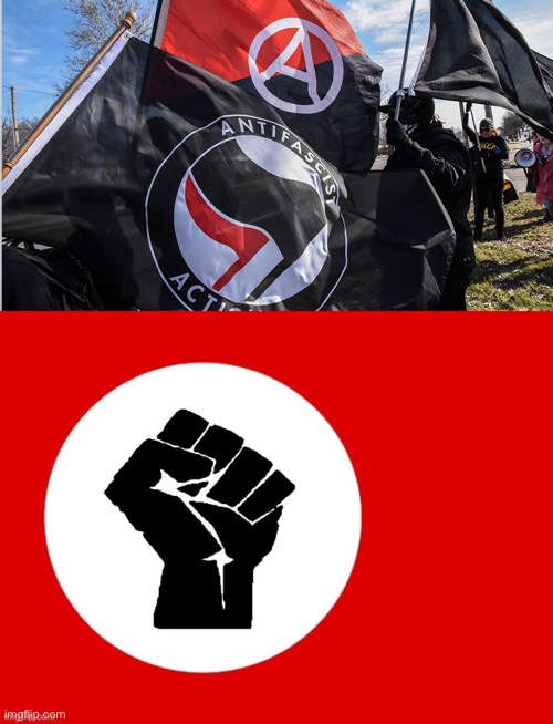 image tagged in antifa flag,black lives matter | made w/ Imgflip meme maker