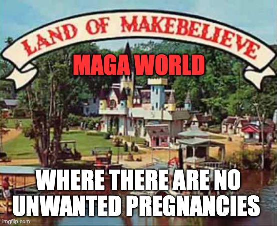 Land of makebelieve | MAGA WORLD WHERE THERE ARE NO UNWANTED PREGNANCIES | image tagged in land of makebelieve | made w/ Imgflip meme maker