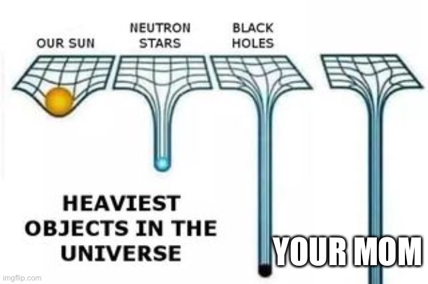 heaviest objects | YOUR MOM | image tagged in heaviest objects | made w/ Imgflip meme maker