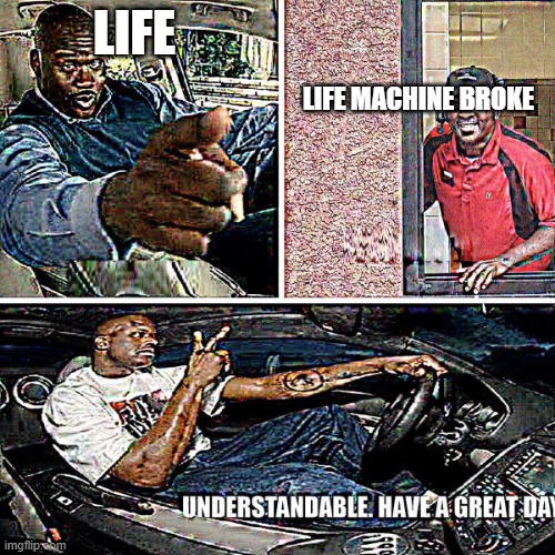 Bruh he is dead | LIFE; LIFE MACHINE BROKE | image tagged in understandable have a great day | made w/ Imgflip meme maker
