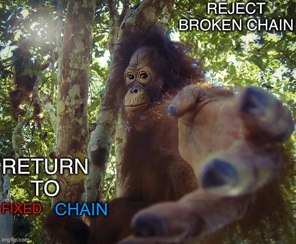 rejecc broken chain | CHAIN; FIXED | image tagged in reject broken chain | made w/ Imgflip meme maker