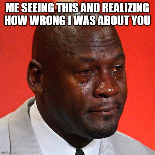 Michael Jordan Crying | ME SEEING THIS AND REALIZING HOW WRONG I WAS ABOUT YOU | image tagged in michael jordan crying | made w/ Imgflip meme maker