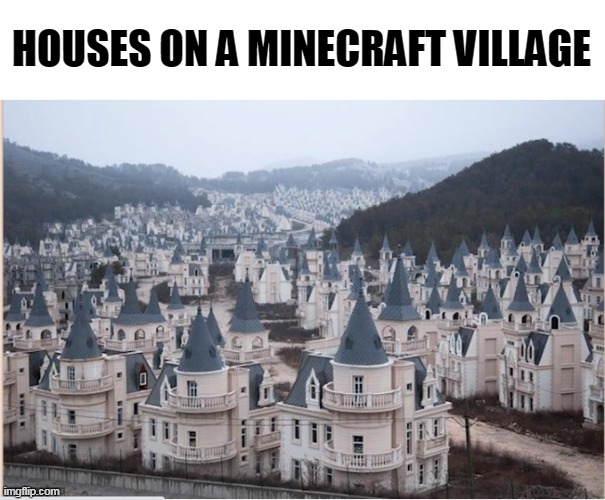 HOUSES ON A MINECRAFT VILLAGE | image tagged in memes,minecraft | made w/ Imgflip meme maker