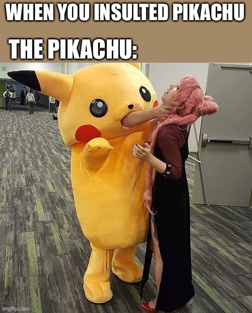 When you insulted pikachu | WHEN YOU INSULTED PIKACHU; THE PIKACHU: | image tagged in pikachu | made w/ Imgflip meme maker