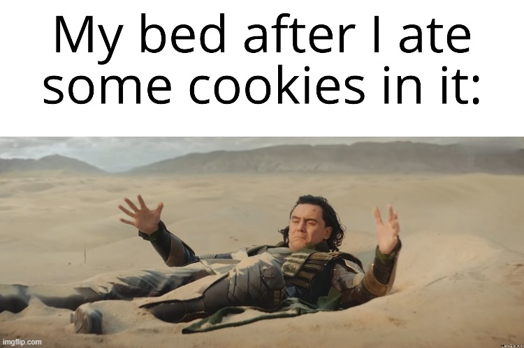 Now i gotta change the bedsheet | image tagged in cookie time,bed with ants now | made w/ Imgflip meme maker