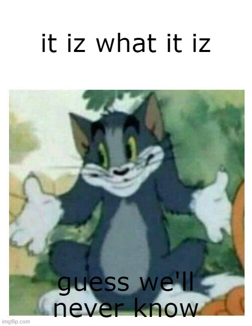 IDK Tom Template | it iz what it iz guess we'll never know | image tagged in idk tom template | made w/ Imgflip meme maker