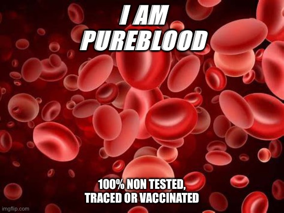I AM 
PUREBLOOD; 100% NON TESTED, TRACED OR VACCINATED | made w/ Imgflip meme maker