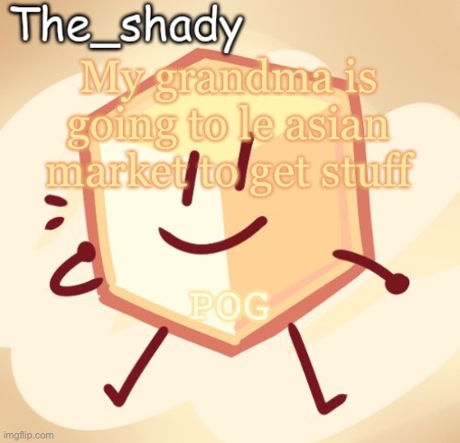 The_shady loser temp | My grandma is going to le asian market to get stuff; POG | image tagged in the_shady loser temp | made w/ Imgflip meme maker