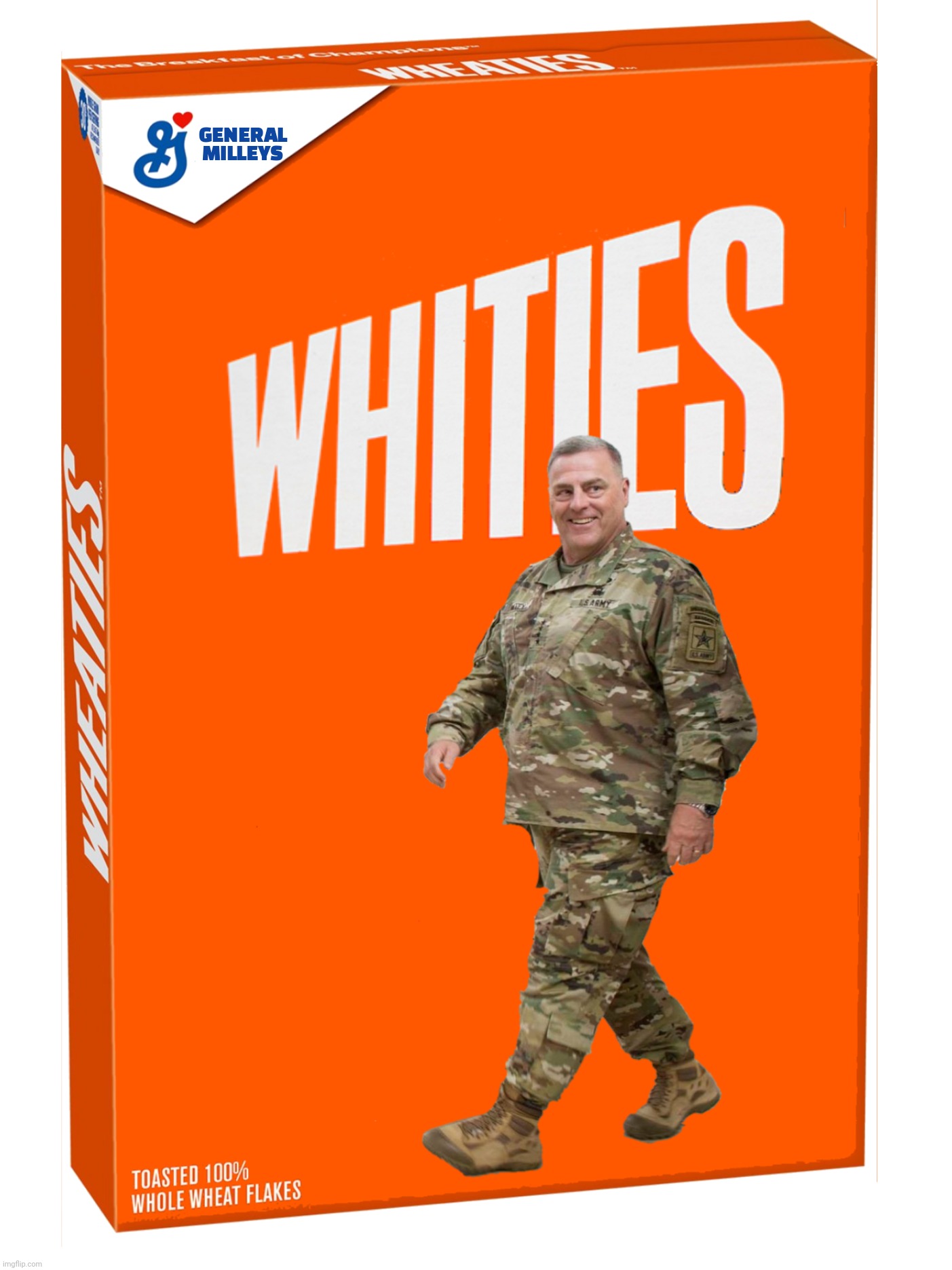 Bad Photoshop Sunday presents:  The Breakfast Of Chumpions | image tagged in bad photoshop sunday,mark milley,wheaties,whities,white rage,general milleys | made w/ Imgflip meme maker