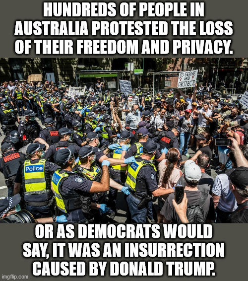 From the Democrat dictionary.  Insurrection.  Noun.  Any attempt to restore freedom and end corruption. | HUNDREDS OF PEOPLE IN AUSTRALIA PROTESTED THE LOSS OF THEIR FREEDOM AND PRIVACY. OR AS DEMOCRATS WOULD SAY, IT WAS AN INSURRECTION CAUSED BY DONALD TRUMP. | image tagged in democrat definitions,loony left,australian freedon day | made w/ Imgflip meme maker
