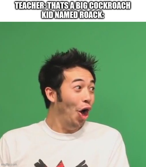 c  o  c  kroach |  TEACHER: THATS A BIG COCKROACH
KID NAMED ROACK: | image tagged in pogchamp,memes,funny | made w/ Imgflip meme maker