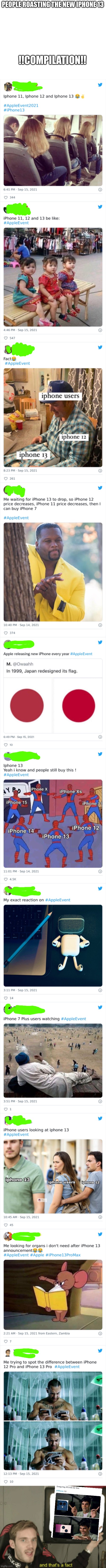 PEOPLE ROASTING THE NEW IPHONE 13; !!COMPILATION!! | image tagged in blank white template,and that's a fact,iphone | made w/ Imgflip meme maker