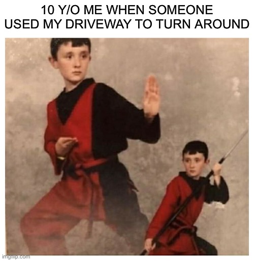  10 Y/O ME WHEN SOMEONE USED MY DRIVEWAY TO TURN AROUND | image tagged in karate | made w/ Imgflip meme maker