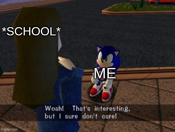 woah that's interesting but i sure dont care | *SCHOOL*; ME | image tagged in woah that's interesting but i sure dont care | made w/ Imgflip meme maker