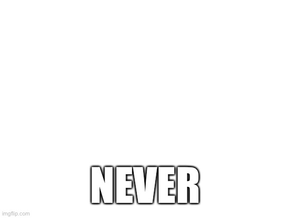 Blank White Template | NEVER | image tagged in blank white template | made w/ Imgflip meme maker