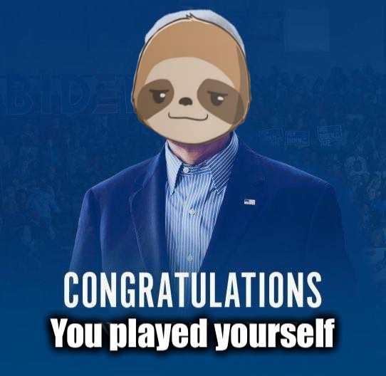 High Quality Sloth congratulations you played yourself Blank Meme Template