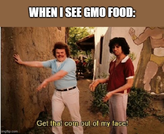 nacho libre meme | WHEN I SEE GMO FOOD: | image tagged in nacho libre,corn,gmo | made w/ Imgflip meme maker