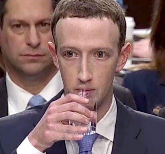 Mark Zuckerberg drinking Blank Meme Template