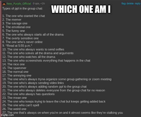 WHICH ONE AM I | made w/ Imgflip meme maker