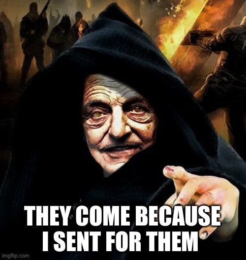 Darth Soros | THEY COME BECAUSE
I SENT FOR THEM | image tagged in darth soros | made w/ Imgflip meme maker
