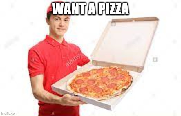 Pizza Guy, being a Pizza Guy | WANT A PIZZA | image tagged in pizza guy being a pizza guy | made w/ Imgflip meme maker