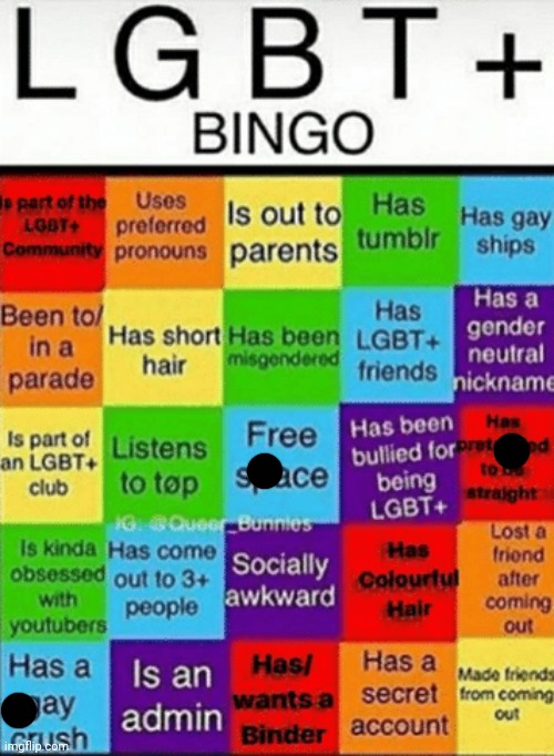 LGBTQ bingo | image tagged in lgbtq bingo | made w/ Imgflip meme maker