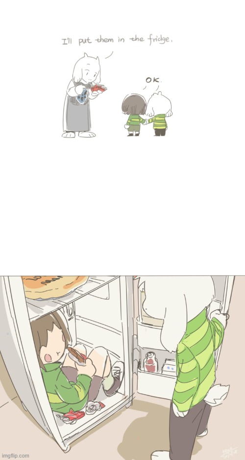 Chara's really funny in these situations. | image tagged in chara,asriel | made w/ Imgflip meme maker