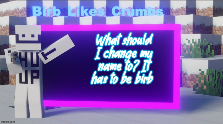 b i r b cool | What should I change my name to? It has to be birb | image tagged in birb_likes_crumbs announcement template | made w/ Imgflip meme maker