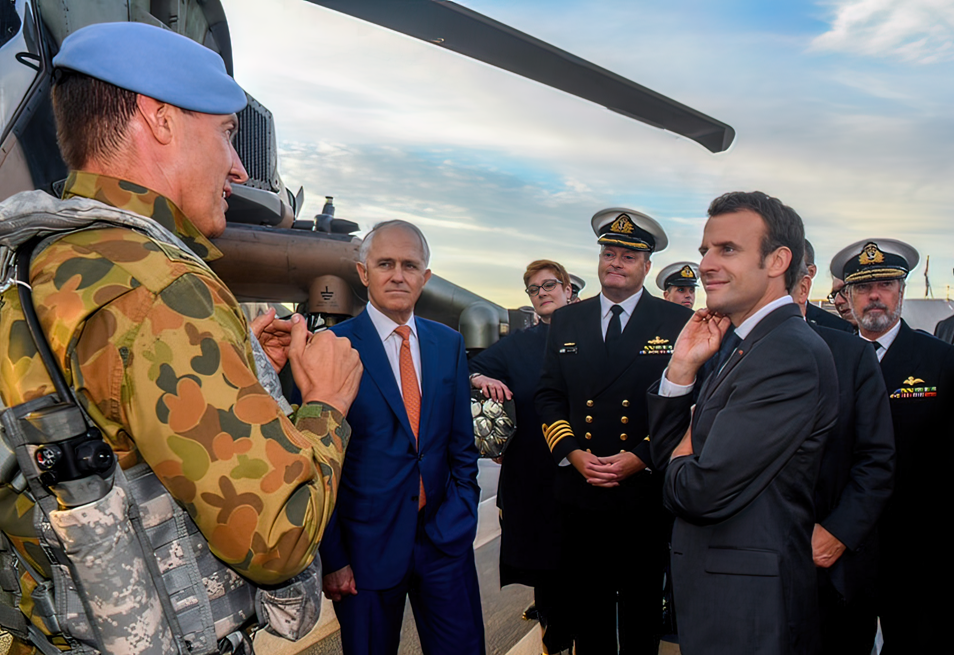 High Quality Aust Army Aviation Pilot Speaks with Macron about ARH Blank Meme Template