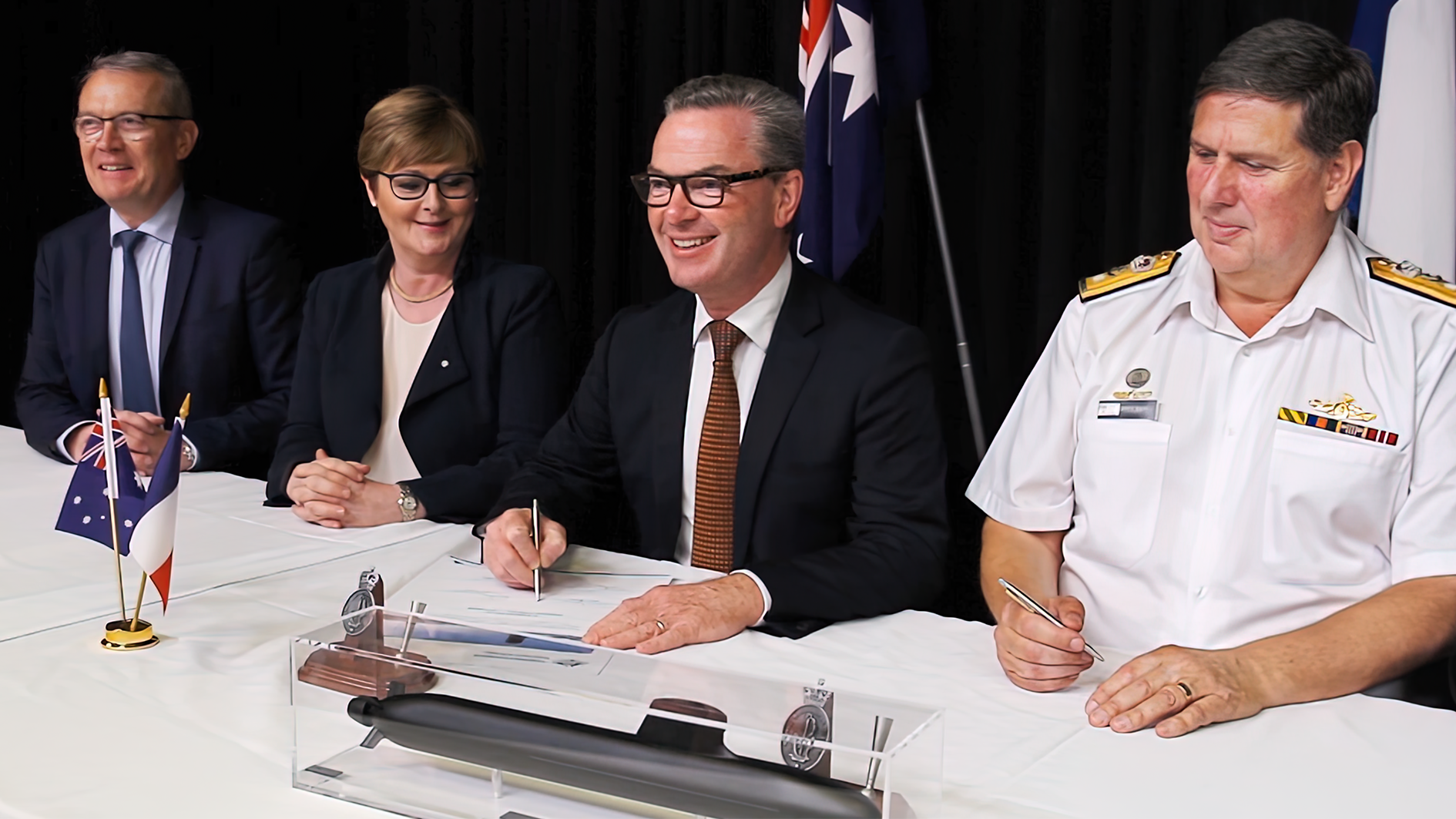 Christopher Pyne Signs French Submarine Contract Deal Blank Meme Template