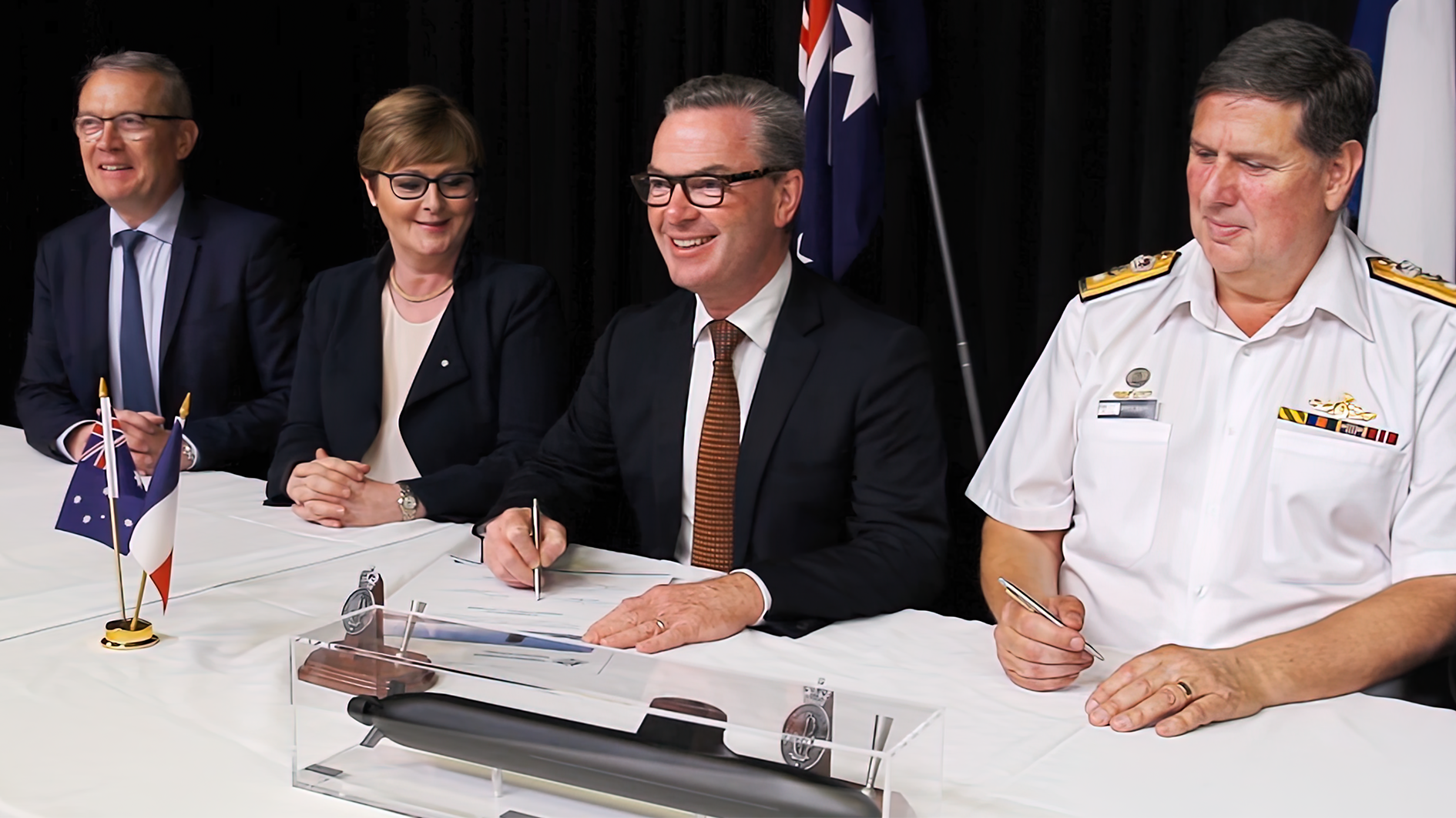 High Quality Christopher Pyne Signs French Submarine Contract Deal Blank Meme Template