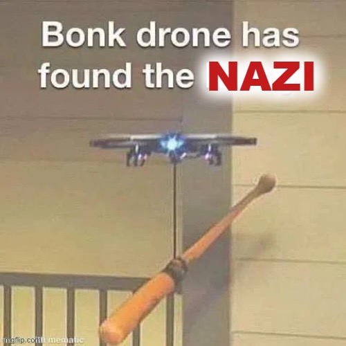 Bonk drone has found the Nazi | image tagged in bonk drone has found the nazi | made w/ Imgflip meme maker