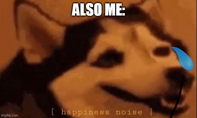 [happiness noise] | ALSO ME: | image tagged in happiness noise | made w/ Imgflip meme maker