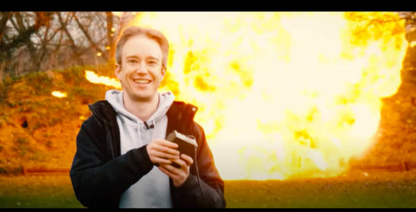 High Quality tom scott explosion and grin Blank Meme Template