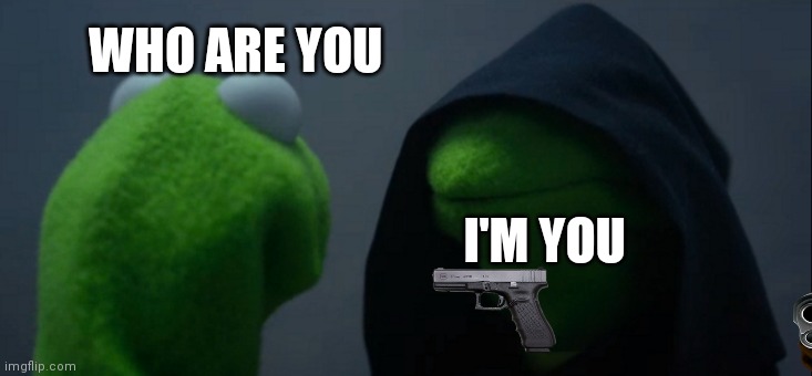 Evil Kermit | WHO ARE YOU; I'M YOU | image tagged in memes,evil kermit | made w/ Imgflip meme maker