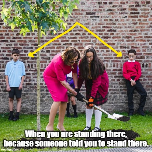 Nancy | When you are standing there, because someone told you to stand there. | image tagged in fake news | made w/ Imgflip meme maker